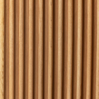 Reeded Cross Base Round Dining Table Natural Oak Wood 43 inch