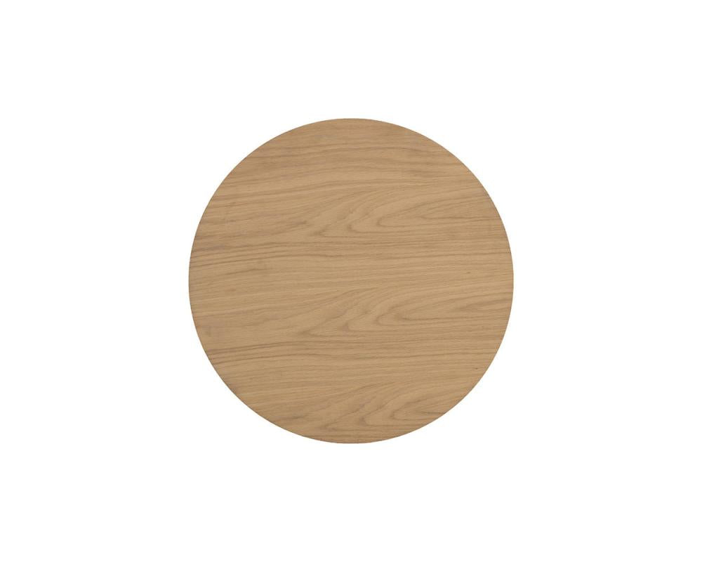 Reeded Light Oak Wood Round Column Table Gold Metal Plith Base 22 inch