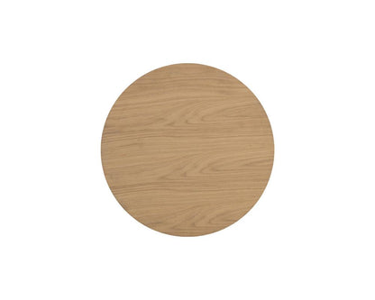 Reeded Light Oak Wood Round Column Table Gold Metal Plith Base 22 inch