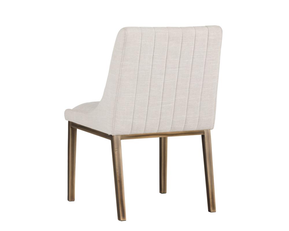 Retro Beige Linen Fabric Channel Tufted Dining Chair (Set of 2)