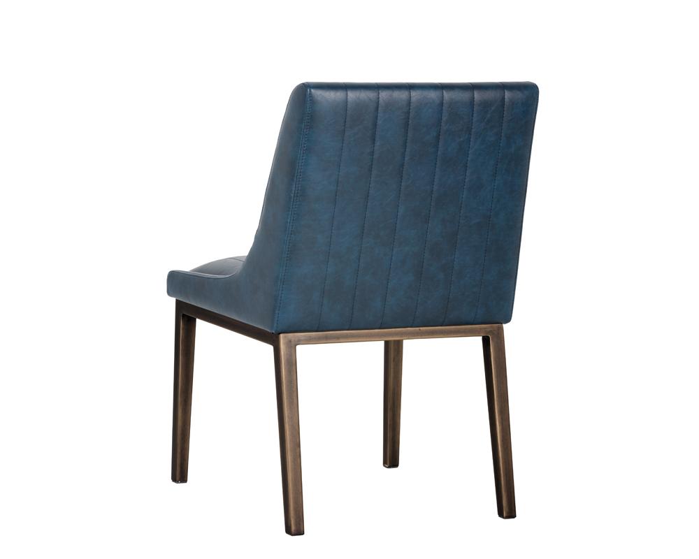 Retro Blue Faux Leather Channel Tufted Dining Chair (Set of 2)