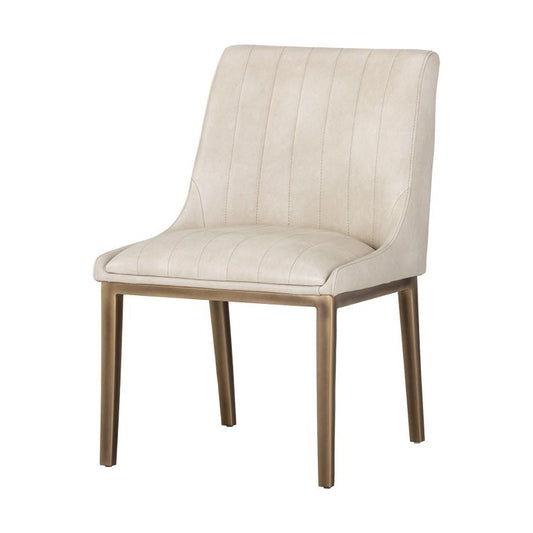 Retro Cream Faux Leather Channel Tufted Dining Chair (Set of 2)