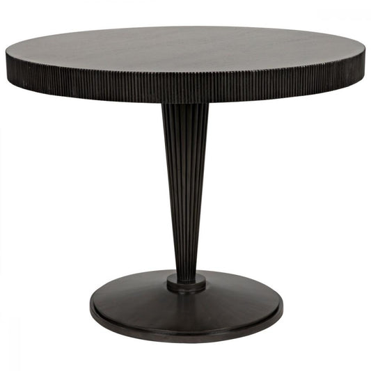 Ribbed Pedestal Base Black Round Dining Table 39 inch