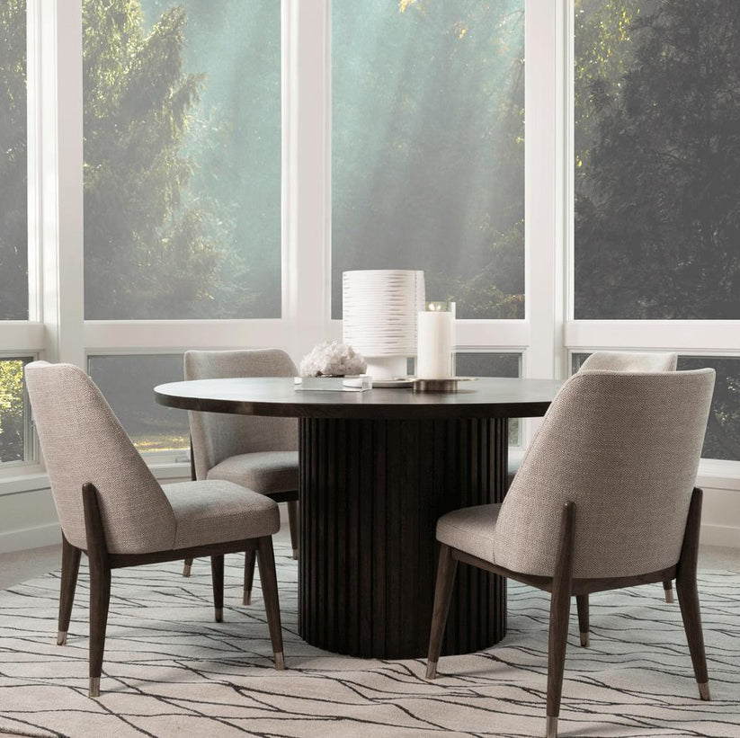 Ribbed Pedestal Base Round Mango Wood Dining Table 60 inch – SLATE CUSTOM