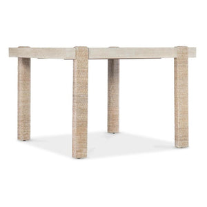 Rope Wrapped Legs Coastal Rectangle Oak Wood Dining Table Extendable with Leaf 48 inch