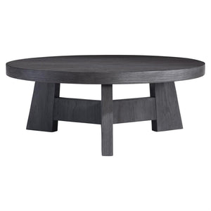 Round Coffee Table Pine Wood Charcoal Finish 42 inch