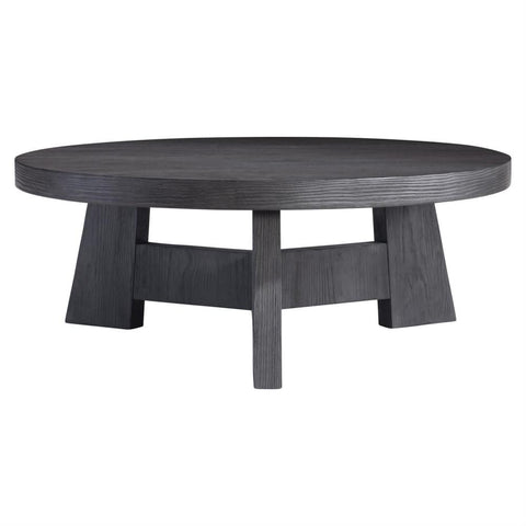 Round Coffee Table Pine Wood Charcoal Finish 42 inch