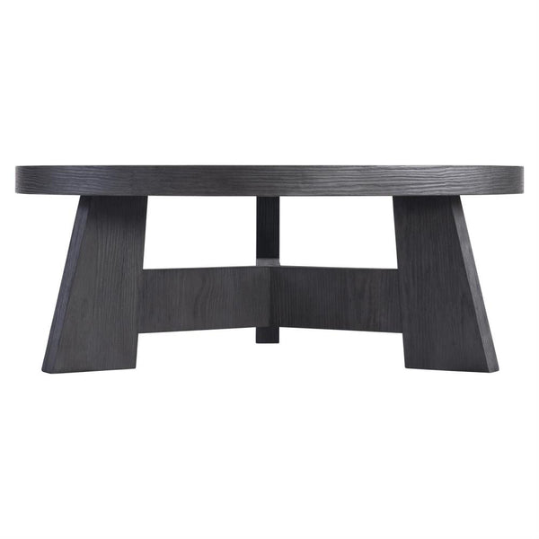 Round Coffee Table Pine Wood Charcoal Finish 42 inch