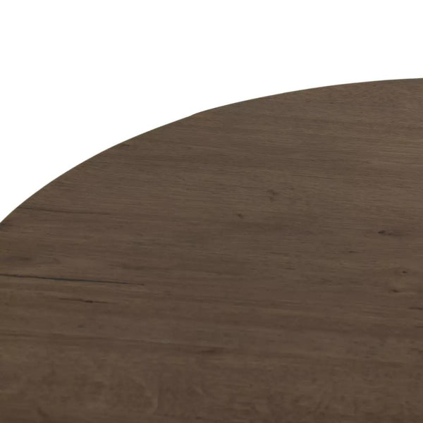 Round Drum Coffee Table Amber Oak Wood Veneer & Gunmetal Base 38 inch