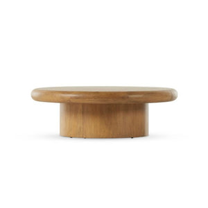 Round Pedestal Coffee Table Parawood Burnished Finish 48 inch