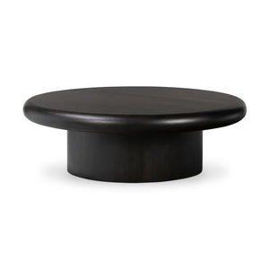 Round Pedestal Coffee Table Parawood Charcoal Black Finish 48 inch