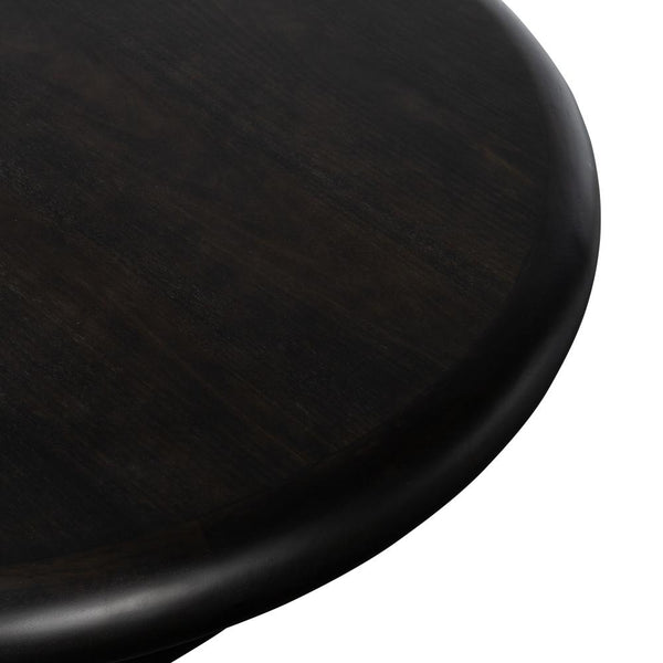 Round Pedestal Coffee Table Parawood Charcoal Black Finish 48 inch