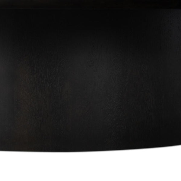 Round Pedestal Coffee Table Parawood Charcoal Black Finish 48 inch