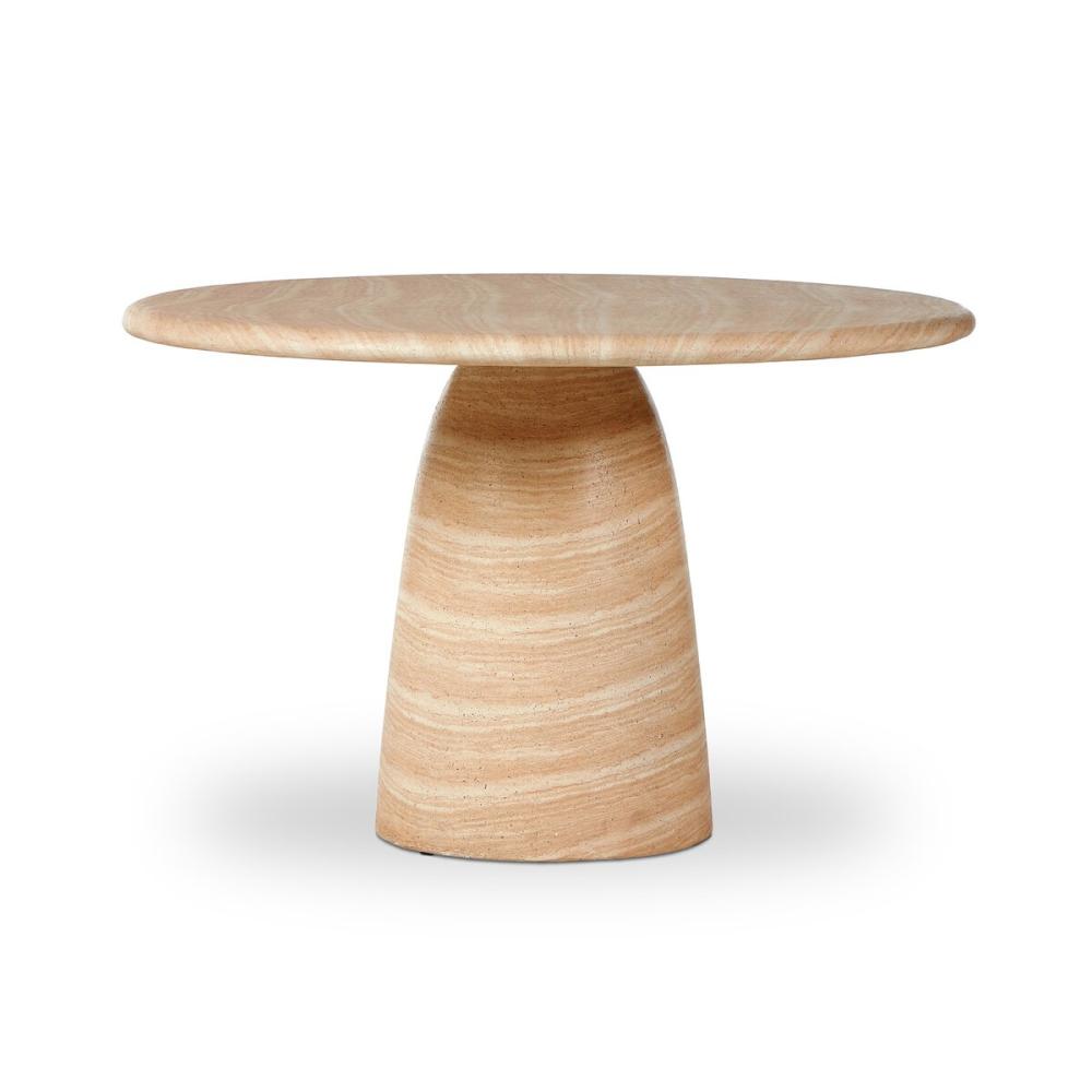 Round Pedestal Dining Table Concrete with Faux Travertine Stone Finish 48 inchRound Pedestal Dining Table Concrete with Faux Travertine Stone Finish 48 inch