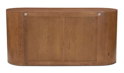 Rounded 6 Drawer Double Dresser Brown Solid Oak Wood 66 inch