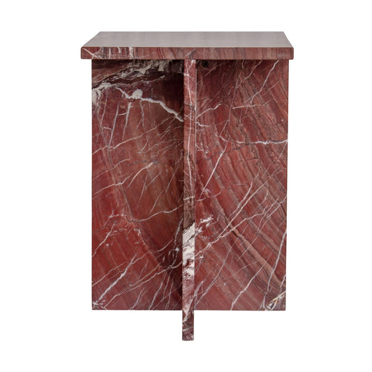 Rust Brown Rosso Levanto Solid Marble Square Accent Table 14 inch