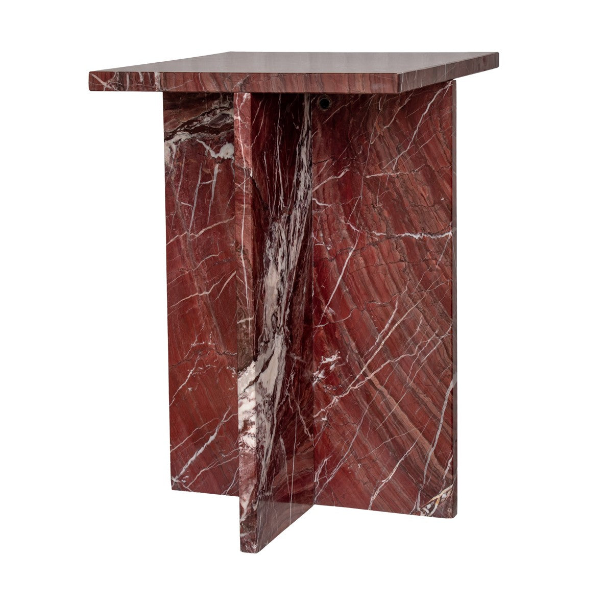 Rust Brown Rosso Levanto Solid Marble Square Accent Table 14 inch