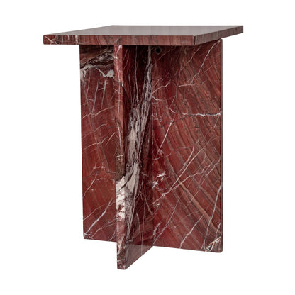 Rust Brown Rosso Levanto Solid Marble Square Accent Table 14 inch