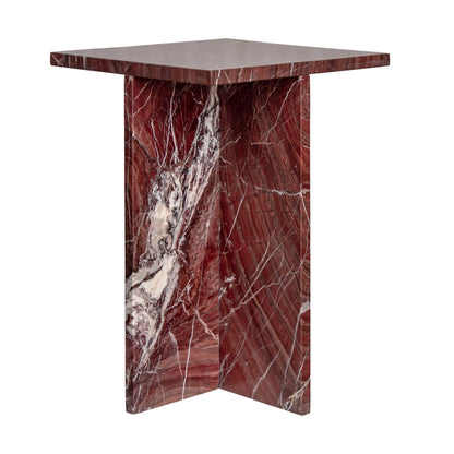 Rust Brown Rosso Levanto Solid Marble Square Accent Table 14 inch