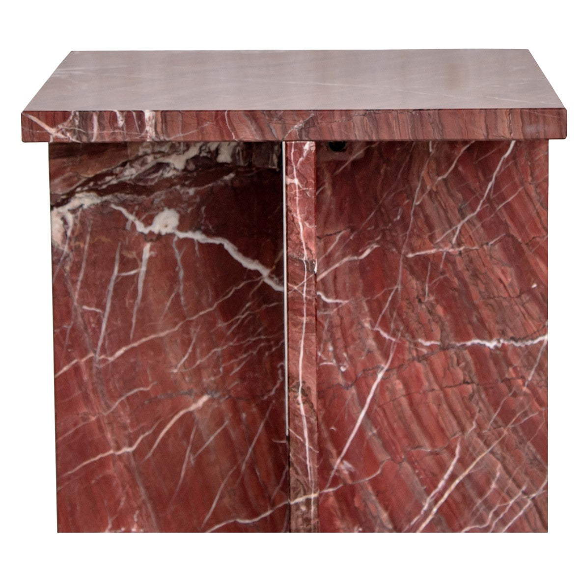 Rust Brown Rosso Levanto Solid Marble Square Accent Table 14 inch