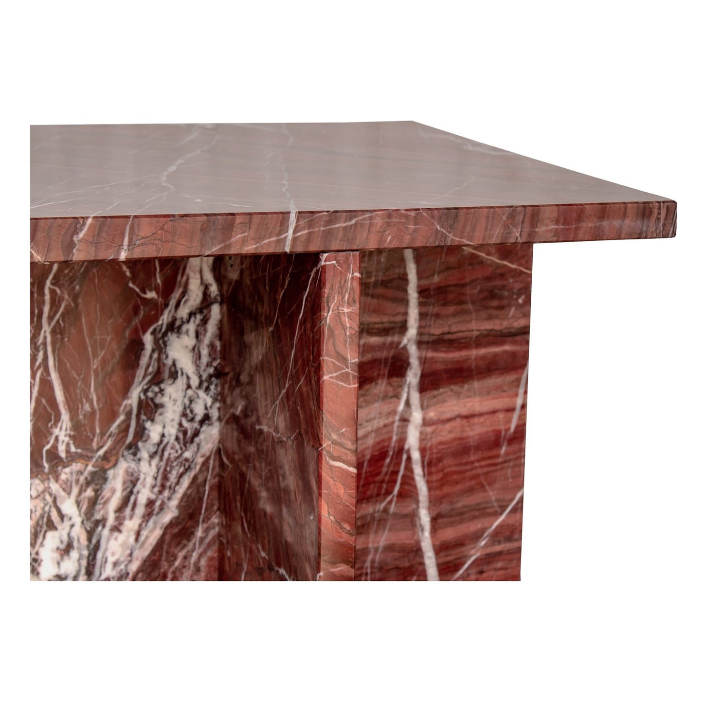Rust Brown Rosso Levanto Solid Marble Square Accent Table 14 inch