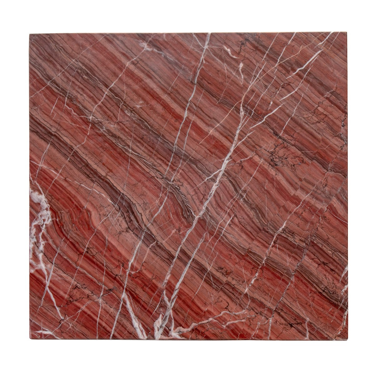 Rust Brown Rosso Levanto Solid Marble Square Accent Table 14 inch