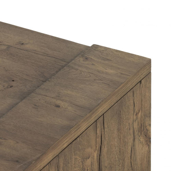 Rustic Beam Rectangle Coffee Table Brown Oak Wood 60 inch