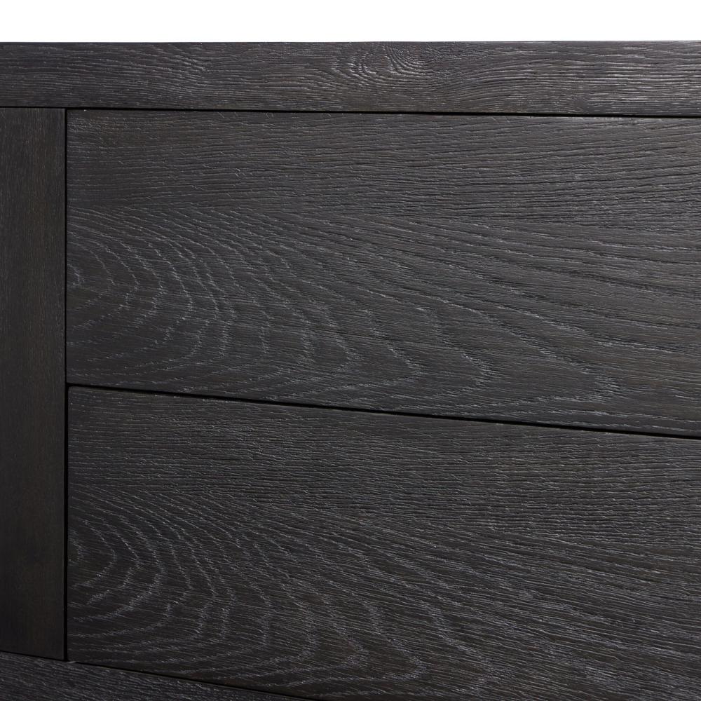 Rustic Black Worn Oak Wood Media Console Storage Cabinet 94 inch