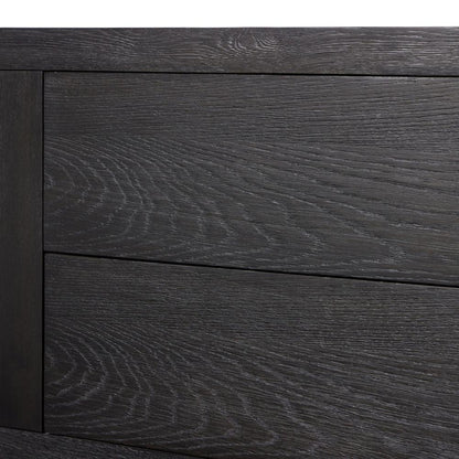 Rustic Black Worn Oak Wood Media Console Storage Cabinet 94 inch