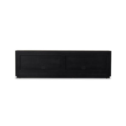 Rustic Ebony Wormwood Oak Wood Media Console Storage Cabinet 95 inch