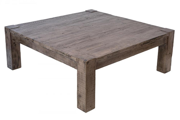 Rustic Farmhouse Square Coffee Table Reclaimed Pine Wood Antiqued Natural Finish 44 inch