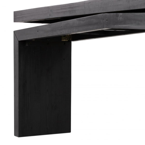 Rustic Lodge Aged Black Reclaimed Pine Wood Rectangle Console Table 78 inch