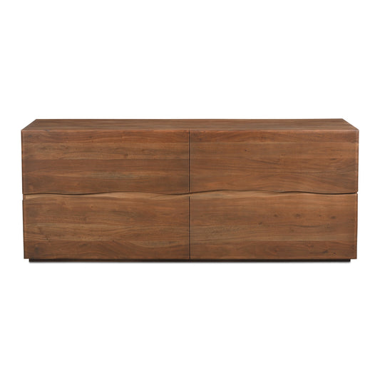 Rustic Lodge Live Edge 4 Drawer Brown Acacia Wood Double Dresser 70 inch