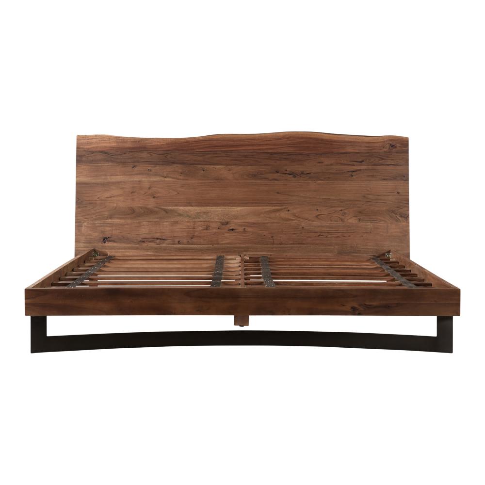 Rustic Lodge Live Edge Brown Solid Acacia Wood King Bed