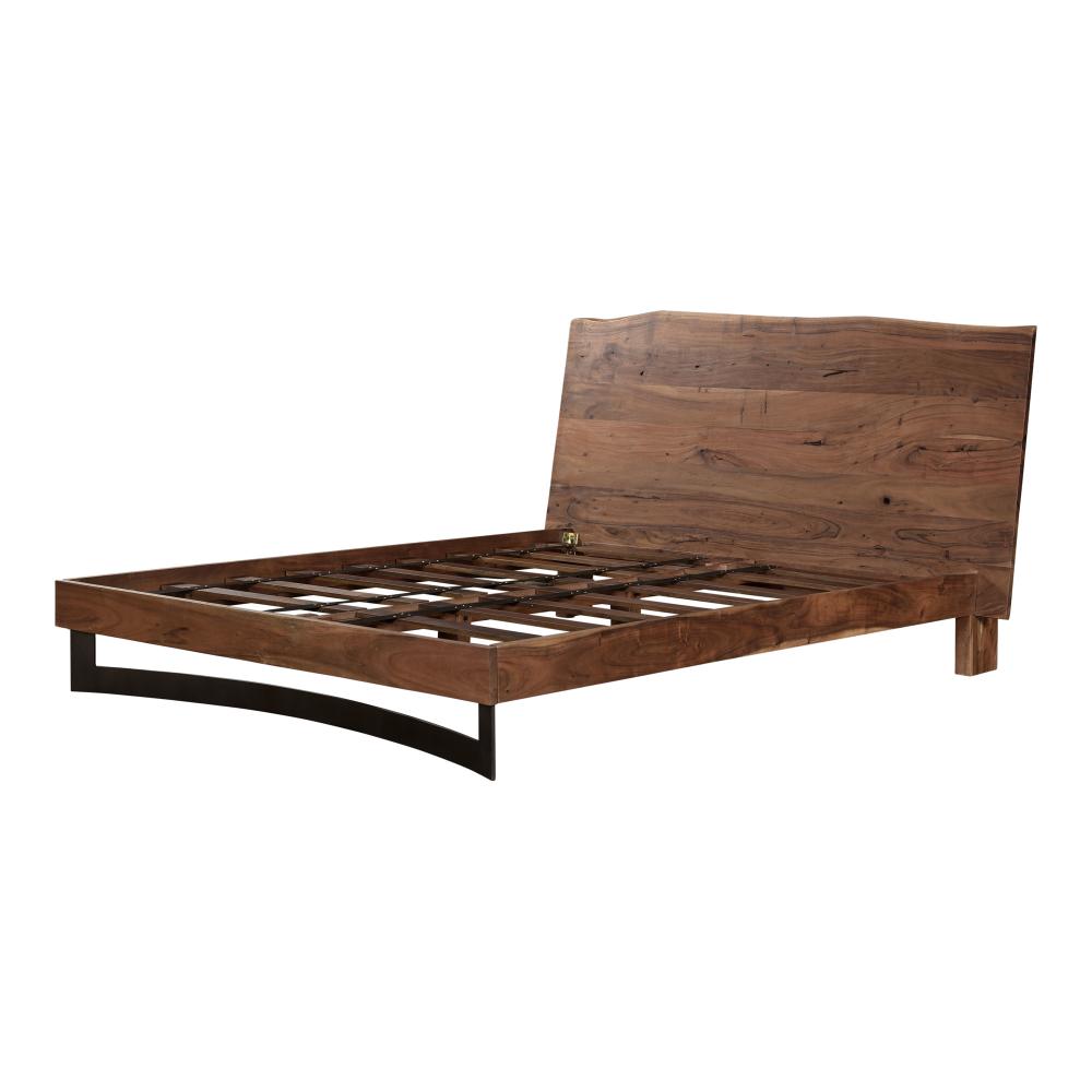Rustic Lodge Live Edge Brown Solid Acacia Wood Queen Bed
