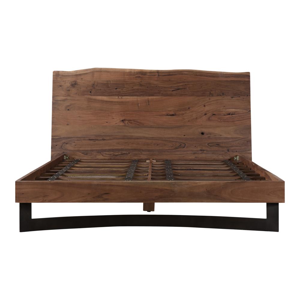 Rustic Lodge Live Edge Brown Solid Acacia Wood Queen Bed