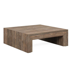 Rustic Square Coffee Table Solid Ash Wood & Knotty Oak Veneer 40 inch
