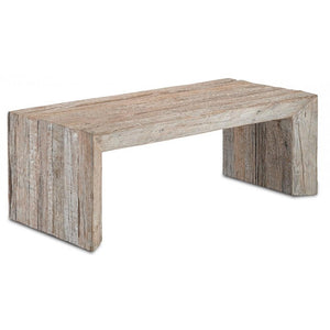Rustic Whitewash Reclaimed Wood Rectangle Coffee Table 48 inch