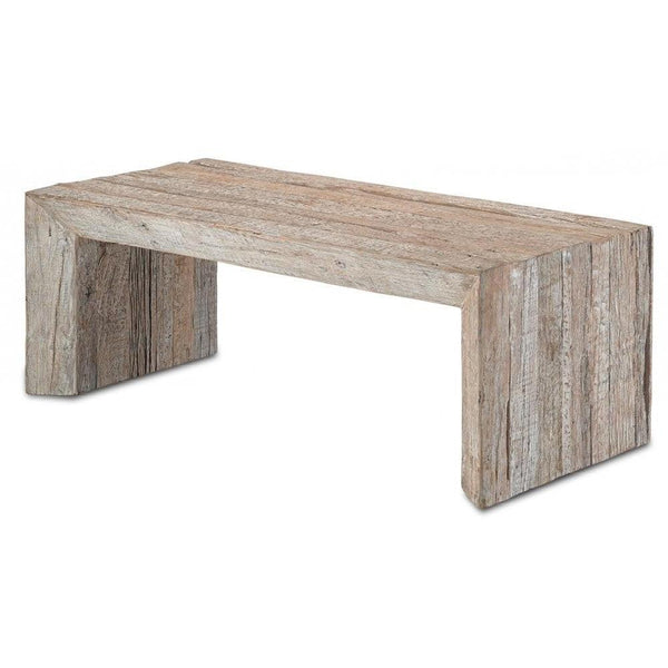 Rustic Whitewash Reclaimed Wood Rectangle Coffee Table 48 inch