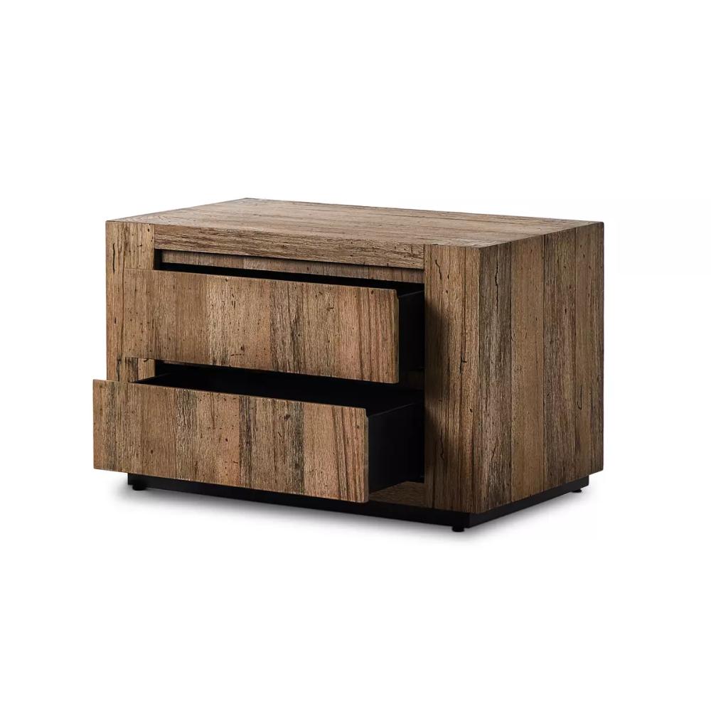 Rustic Wormwood Oak 2 Drawer Nightstand 36 inch
