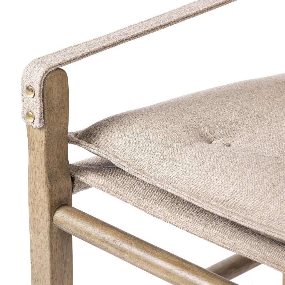 Safari Style Taupe Fabric Dining Chair Armchair Wood Frame