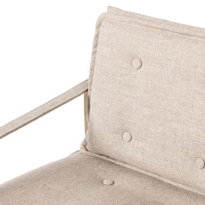 Safari Style Taupe Fabric Dining Chair Armchair Wood Frame