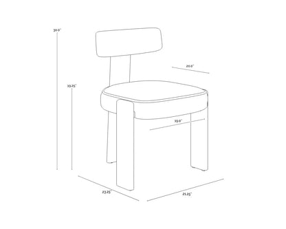 Sand Leather & Dark Brown Solid Oak Wood 3 Leg Armless Dining Chair