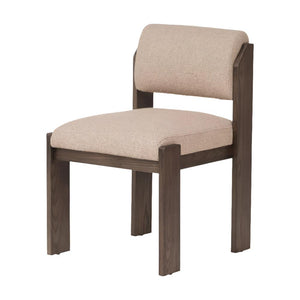 Sand Linen Blend Fabric Armless Dining Chair Solid Ash Wood