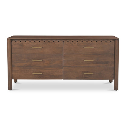 Scalloped 6 Drawer Double Dresser Brown Mango Wood 73 inch SLATE CUSTOM Scalloped 6 Drawer Double Dresser Brown Mango Wood 73 inch SLATE CUSTOM