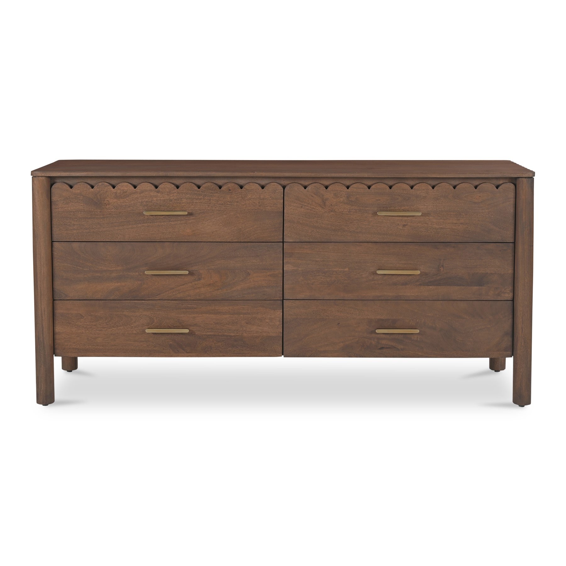 Scalloped 6 Drawer Double Dresser Brown Mango Wood 73 inch – SLATE CUSTOM