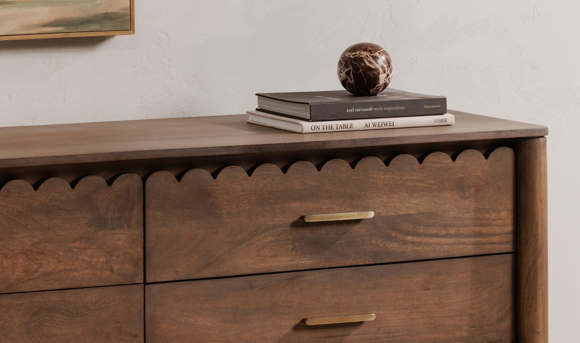 Scalloped 6 Drawer Double Dresser Brown Mango Wood 73 inch SLATE CUSTOM Scalloped 6 Drawer Double Dresser Brown Mango Wood 73 inch SLATE CUSTOM