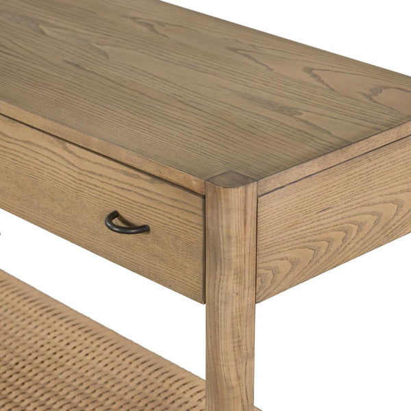 Scandi Style Two Drawer Console Table Solid Ash Wood 69 inch