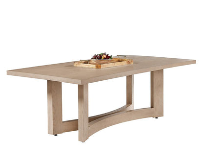 Scandinavian Style Rectangle Dining Table with Curved Base Solid Oak Light Wash 90 inch