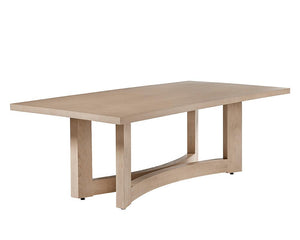 Scandinavian Style Rectangle Dining Table with Curved Base Solid Oak Light Wash 90 inch